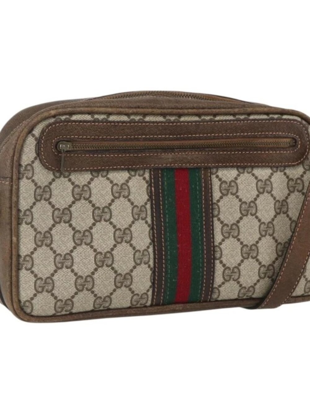 GUCCI GG Supreme Web Sherry Line Shoulder Bag PVC Beige Auth 161685 - Picture 2 of 16